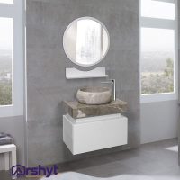 ست آینه و باکس روشویی سنگ آردی ال سفید